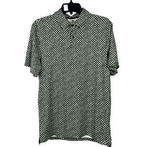 VRST Men's Mesh Print Golf Polo Optic Geo Mesh Green S